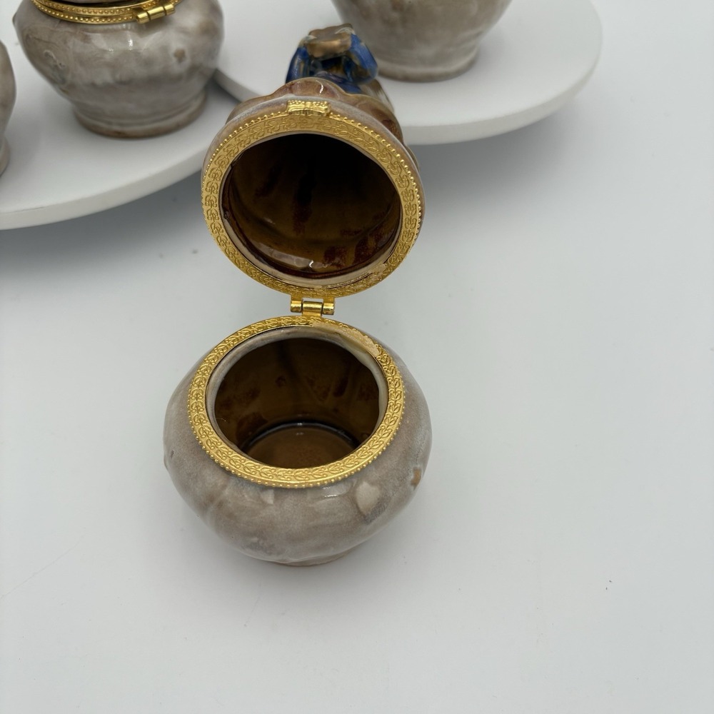 Set Of 4 Angel Trinket Box‎ with Instrument and Stars Hinged 6" Tall Vintage - Picture 7 of 15